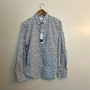 Denim and Flower Floral Dress Shirt Button Down